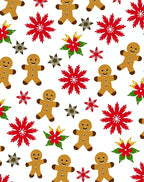 Gingerbread Man Red Poinsettia Snowflakes Rug