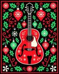 Holiday Red Guitar Snowflake Ornaments Rug