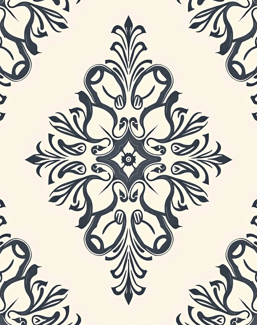 Classic Blue And Cream Floral Medallion Rug