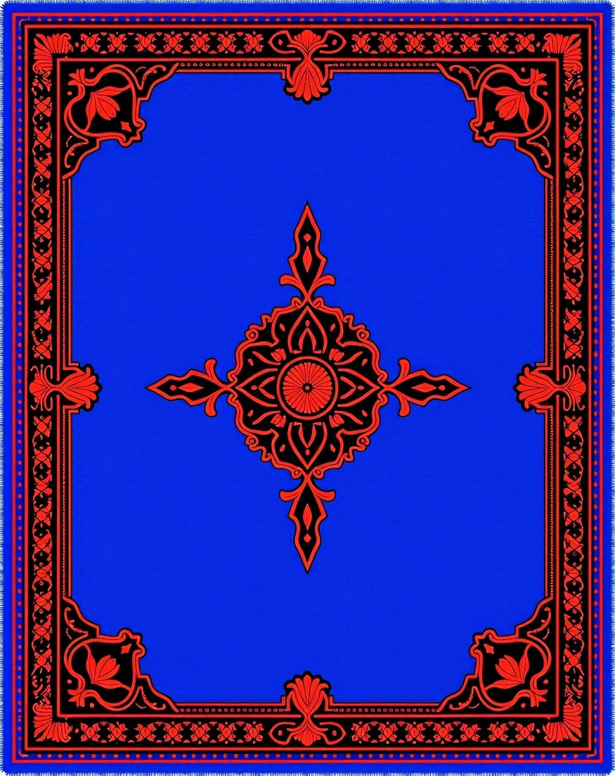 Royal Blue Red Ornamental Medallion Rug