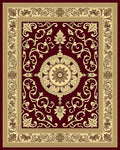 Burgundy Cream Ornate Vine Medallion Rug
