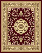 Burgundy Cream Ornate Vine Medallion Rug
