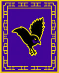 Purple Raven Yellow Border Graphic Rug