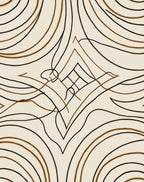 Creamy Beige Abstract Line Art Rug