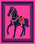 Vibrant Pink Horse Equestrian Frame Rug