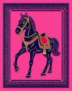 Vibrant Pink Horse Equestrian Frame Rug