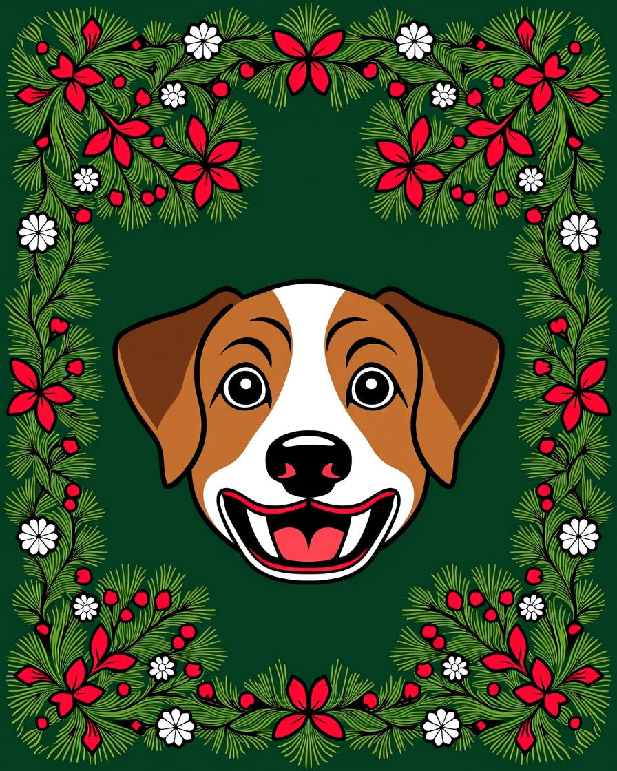 Festive Dog Holiday Garland Rug