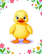 Cute Yellow Duckling Flower Garden Rug