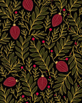 Crimson Berry Leafy Branches Rug