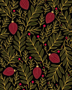 Crimson Berry Leafy Branches Rug