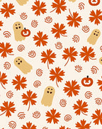 Autumnal Beige Ghost Pumpkin Flowers Rug