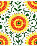 Vibrant Red Yellow Floral Vines Rug