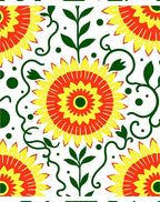 Vibrant Red Yellow Floral Vines Rug