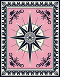 Pink Compass Star Floral Border Rug