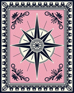 Pink Compass Star Floral Border Rug