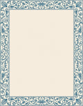 Ornate Teal Floral Scroll Border Rug