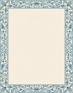 Ornate Teal Floral Scroll Border Rug