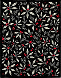 Christmas Holly Berry Leaf Garland Rug