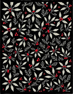 Christmas Holly Berry Leaf Garland Rug