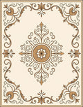 Ornate Golden Floral Medallion Rug