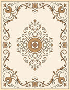 Ornate Golden Floral Medallion Rug