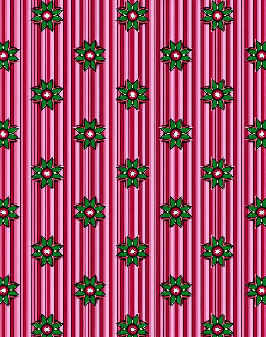 Rose Pink Striped Floral Medallion Rug