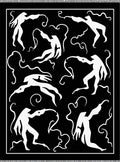 Black White Dancing Figures Silhouette Rug