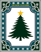 Dark Green Christmas Tree Golden Star Rug