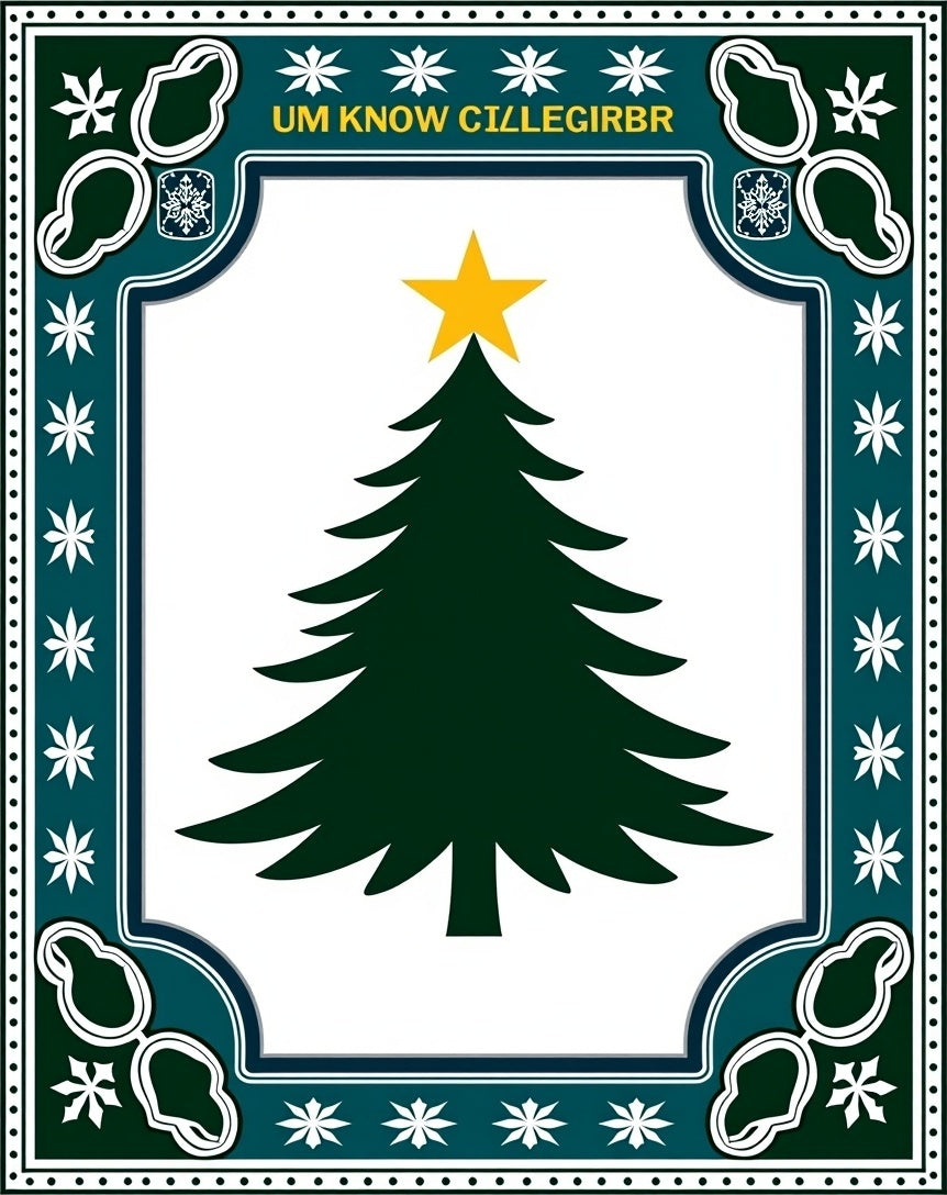 Dark Green Christmas Tree Golden Star Rug