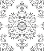 Ornate Gray Floral Scroll Medallion Rug