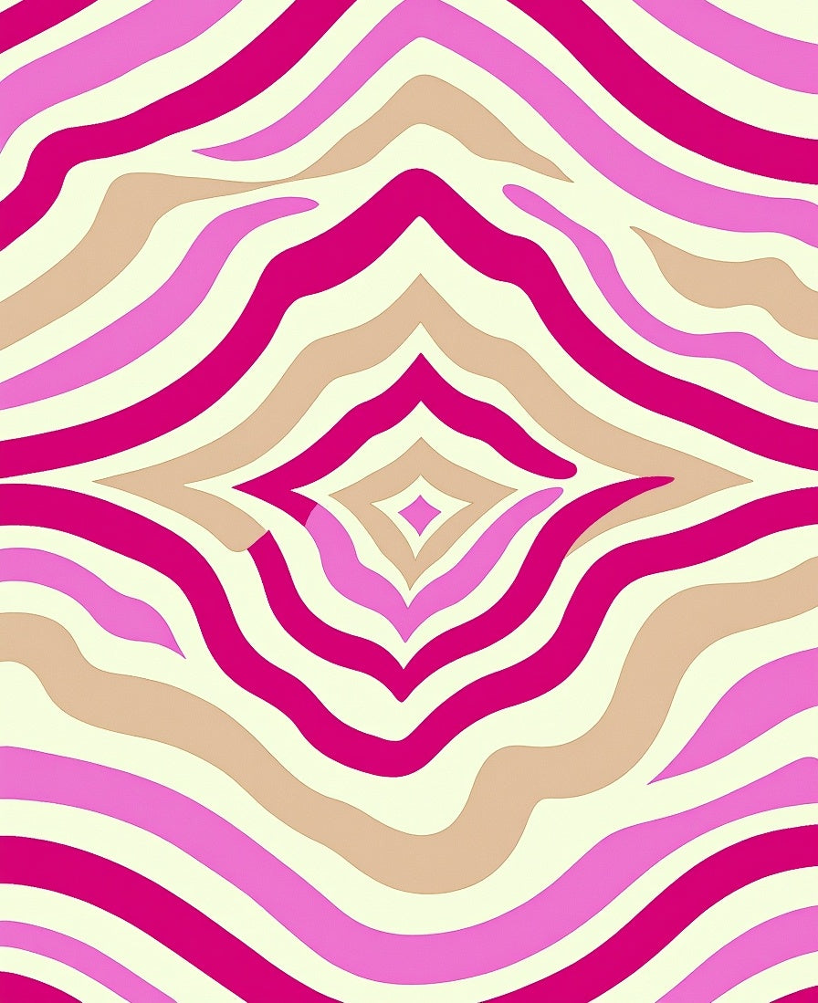Retro Pink Beige Wavy Stripes Rug