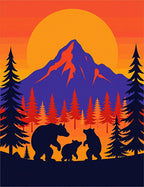 Sunset Mountain Bear Family Forest Rug