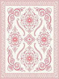 Coral Floral Scrollwork Frame Rug