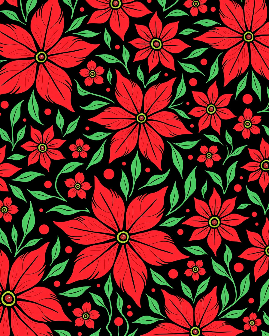 Crimson Bloom Lush Foliage Rug