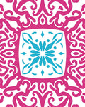 Bold Pink Teal Floral Medallion Rug