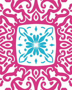 Bold Pink Teal Floral Medallion Rug