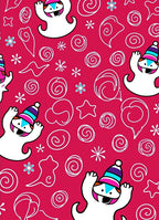 Fun Pink Snowman Whimsical Swirls Rug