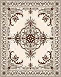 Rich Brown Ornate Medallion Scrolling Vine Rug