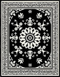 Black White Floral Medallion Garden Rug