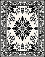 Black Cream Classical Ornate Medallion Rug