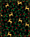Golden Reindeer Holly Berry Garland Rug