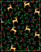 Golden Reindeer Holly Berry Garland Rug