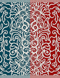 Crimson Teal Scrolls Medallion Rug