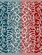Crimson Teal Scrolls Medallion Rug