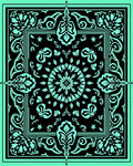 Aqua Black Ornate Floral Medallion Rug