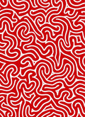 Bold Red White Abstract Swirl Rug