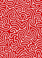 Bold Red White Abstract Swirl Rug