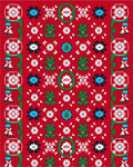 Festive Red Green Figures Medallion Rug