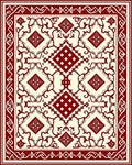 Crimson Ivory Intricate Geometric Medallion Rug