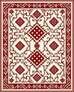 Crimson Ivory Intricate Geometric Medallion Rug
